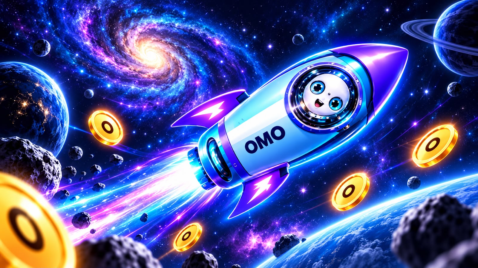 OMO Rocket flying through the OMO universe